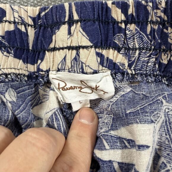 Panama Jack Pants Womens L Linen Blend Wide Leg Elastic Floral Pattern - Picture 2 of 5